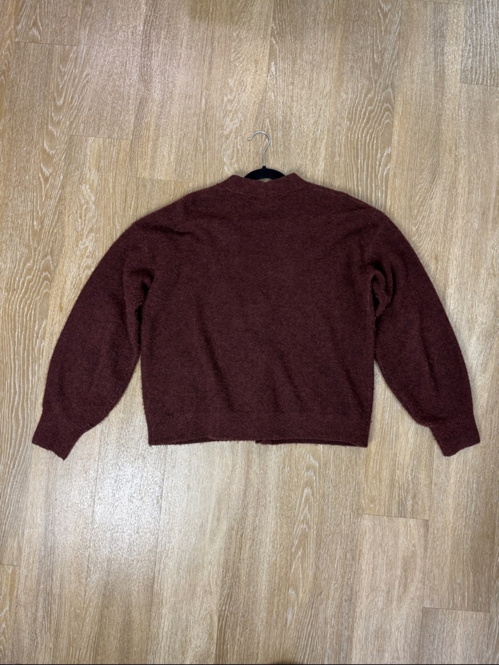 Banana Republic Blouson Sleeve Cardigan  Wool Alpaca Sweater Mahogany Brown S - Picture 4 of 7